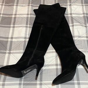 Tahari Black Suede Over the Knee Boots 7.5